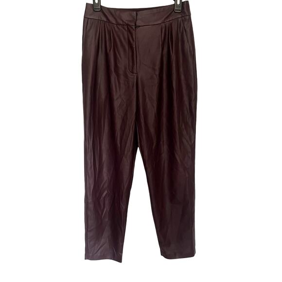 Express Faux Leather Y2K Straight Womens Pants Sz 4 Burgundy Mob Wife edgy Vegan - Picture 1 of 12